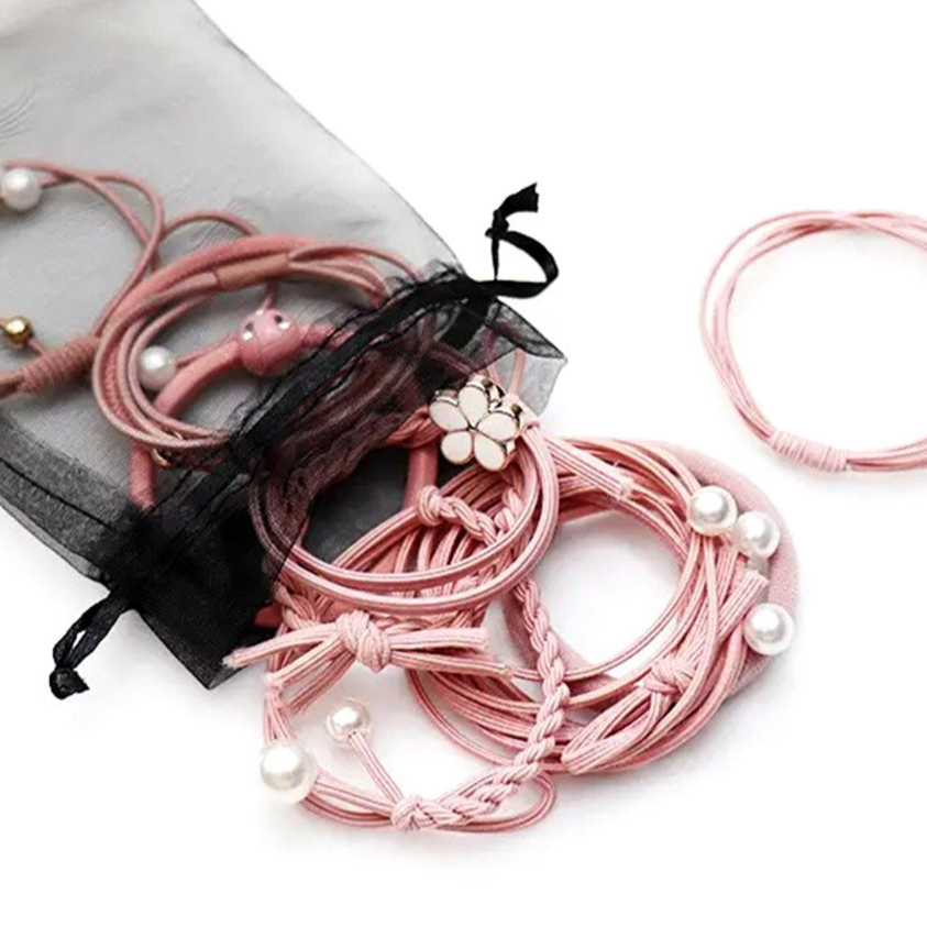 Set 12 elastice de par decorative, Zola®, accesoriu pentru coafarea si fixarea parului, diametru 5 cm, roz Set 12 elastice de par decorative, Zola®, accesoriu pentru coafarea si fixarea parului, diametru 5 cm, roz